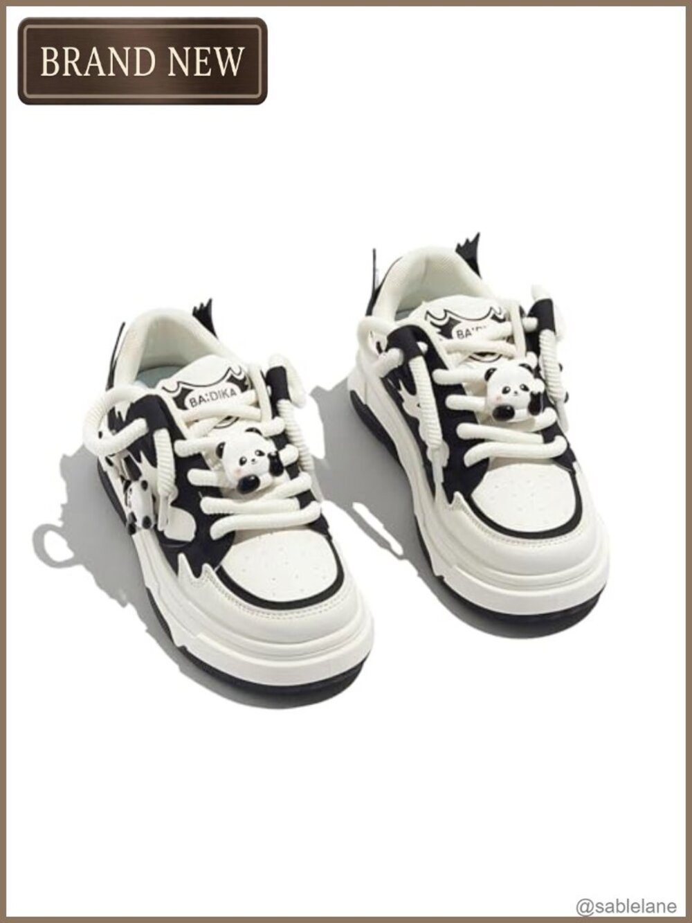 Y2K Platform Sneakers, Cute Panda Decor, Non-Slip, Comfortable Walking Shoes